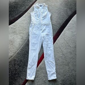 Bebe White Sleeveless Utility Jumpsuit